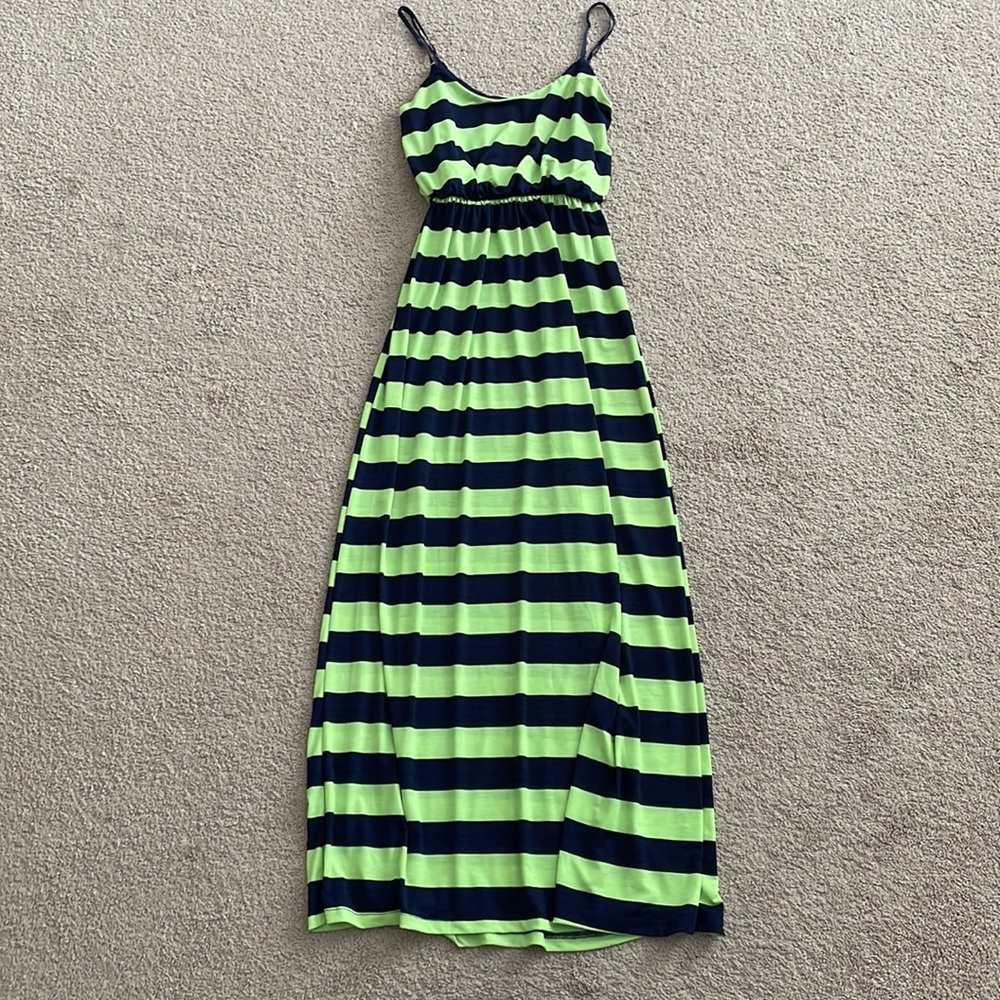 Blue and Neon Green Stripped, Pinkblush Maternity Dress, size small - Picture 2 of 3